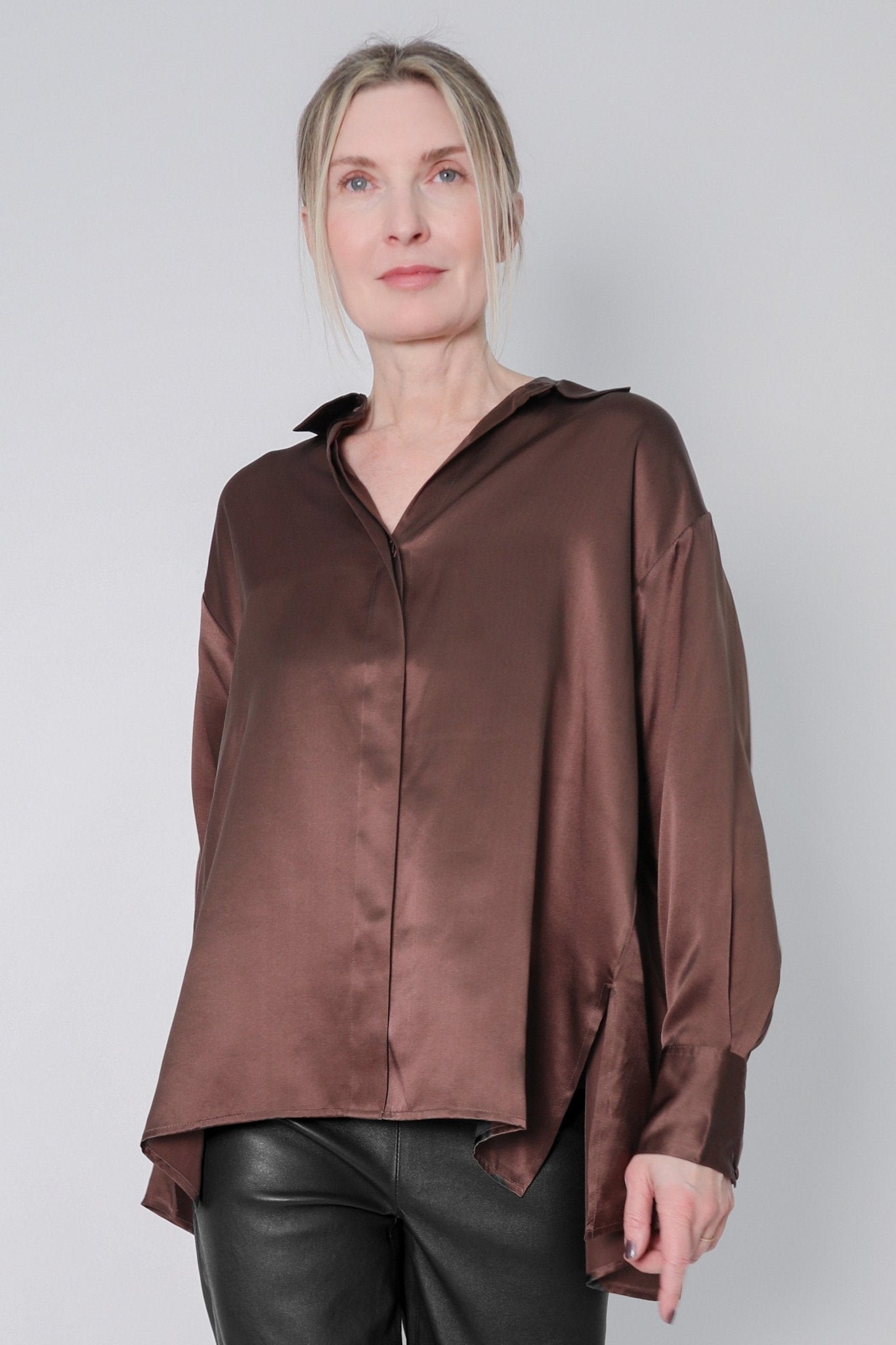 ADRIA SHIRT IN STRETCH SILK CHARMEUSE - Image 9