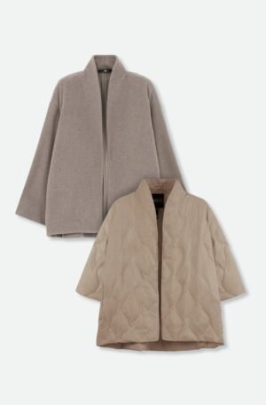 ELENA ITALIAN VIRGIN WOOL & GOOSE DOWN TWO PIECE COAT SET IN TAUPE