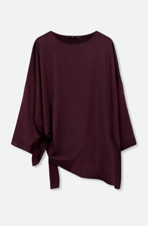 SAMIRA ONE-SIZE TUNIC IN SILK CHARMEUSE BORDEAUX