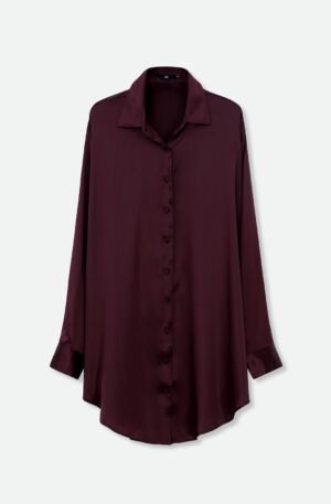 ZURI ONE-SIZE TUNIC IN SILK CHARMEUSE BORDEAUX
