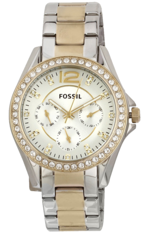 Fossil Womens ES3204 Riley Silver and Gold Tone Watch