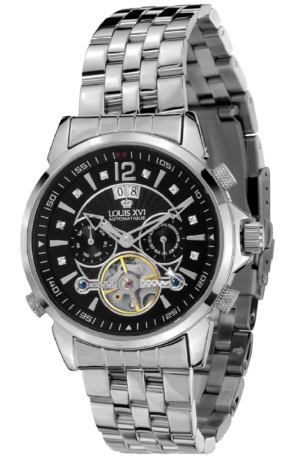 Louis XVI ATHOS Largent Noir Sapphire Mechanical Automatic Watch